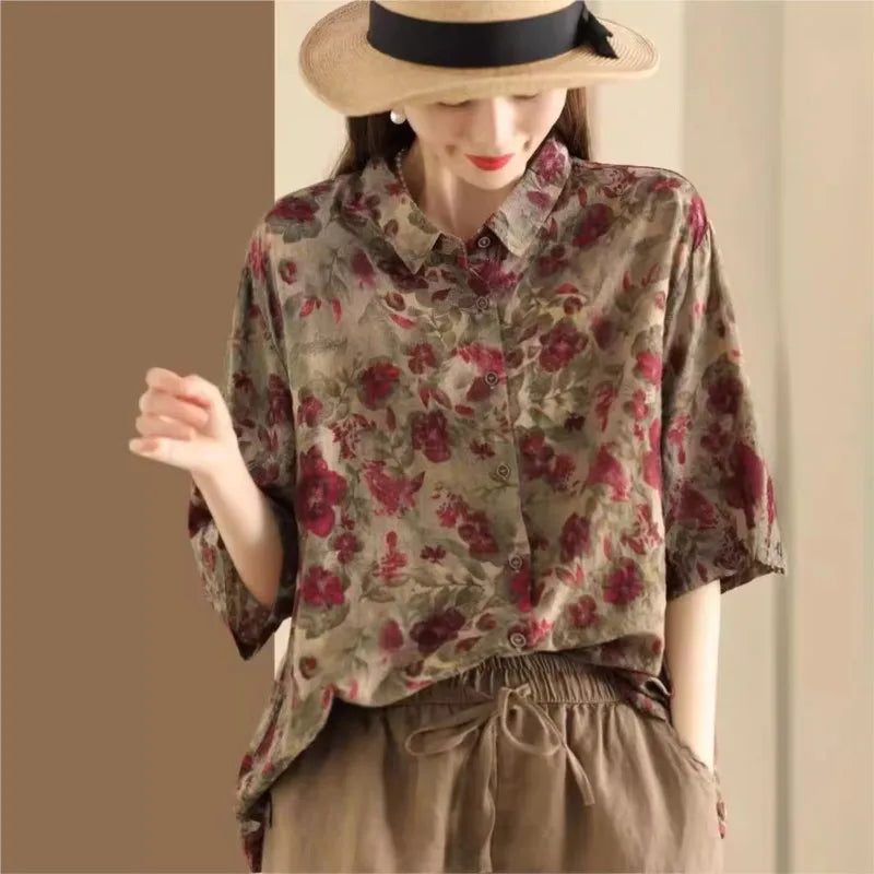 Lydia | Vintage Floral Button-Up