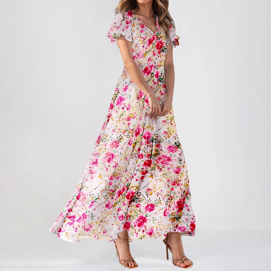 Helga | Floral Chiffon Maxi Dress