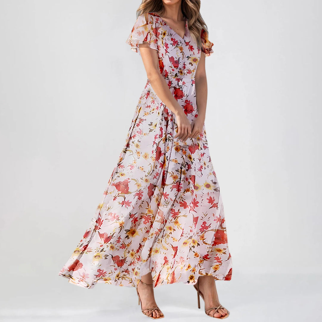 Helga | Floral Chiffon Maxi Dress