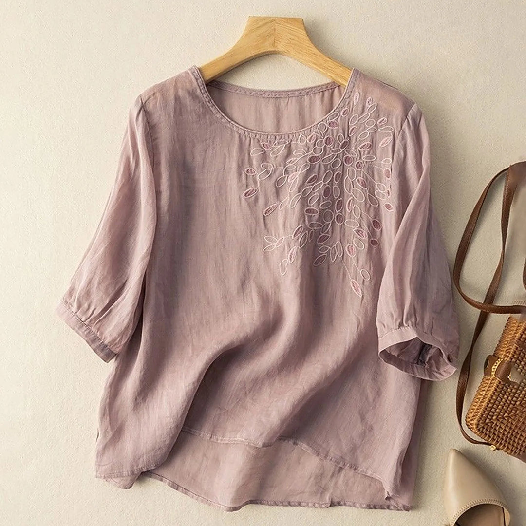 Julia | Embroidered Linen Blouse