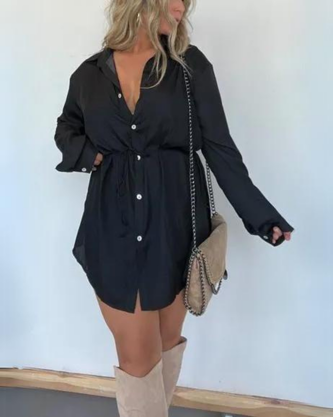 Thelxie | Satin Shirt Dress