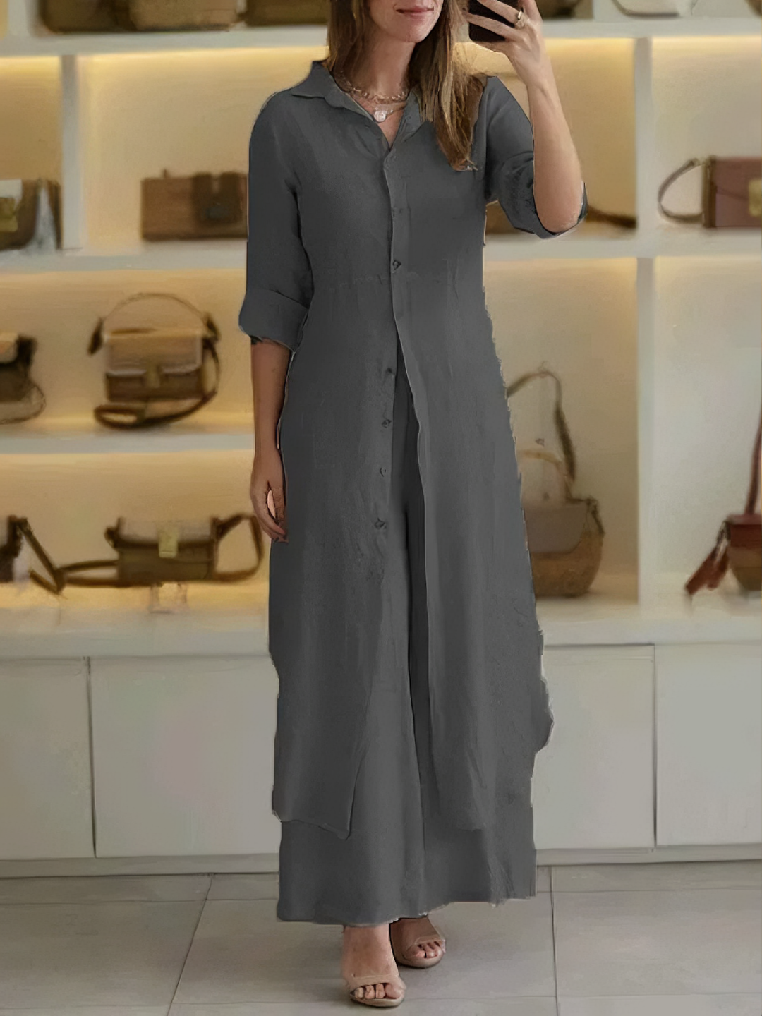 Althea | Linen Maxi Shirt Dress