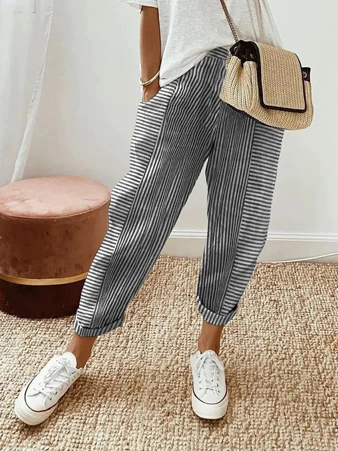 Jennie | Linen Striped Pants