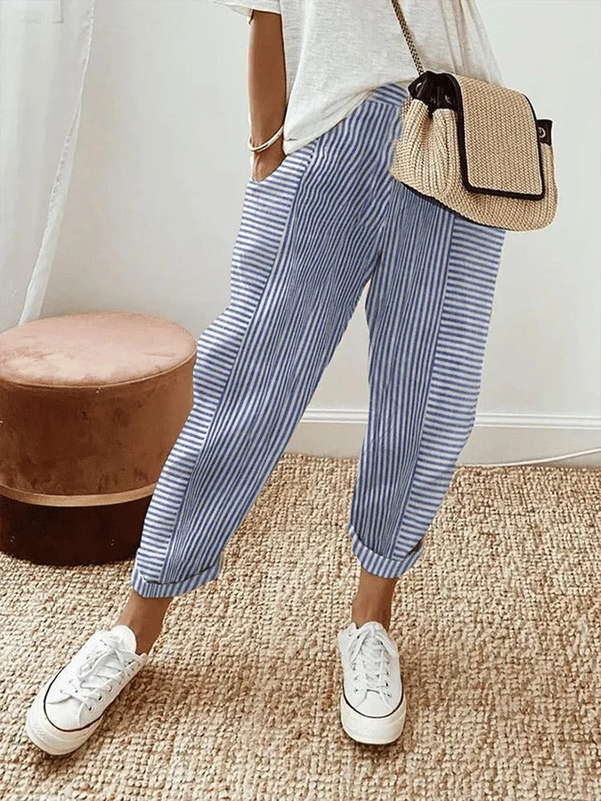 Jennie | Linen Striped Pants