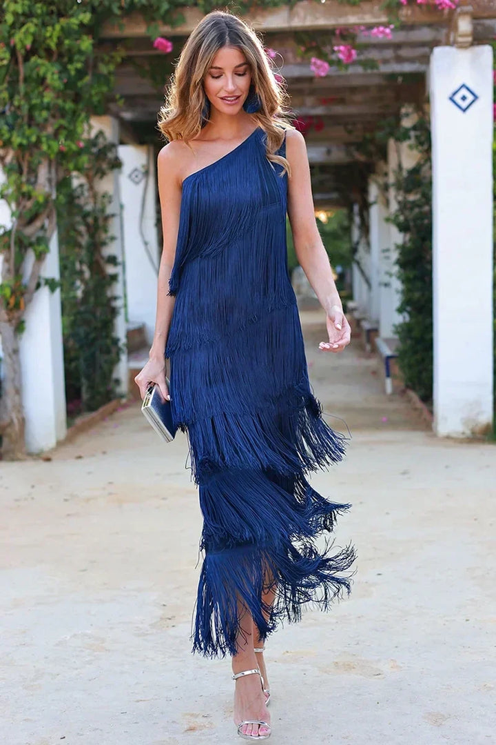 Loreena | One-Shoulder Fringe Dress