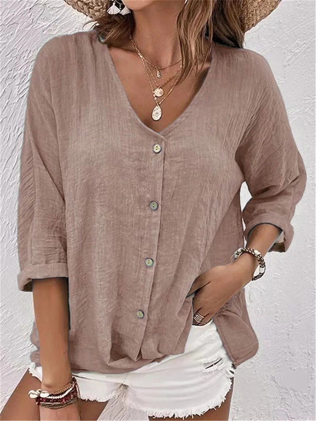 Emery | Linen Button-Down Blouse