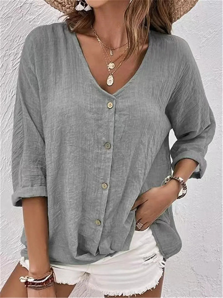 Emery | Linen Button-Down Blouse