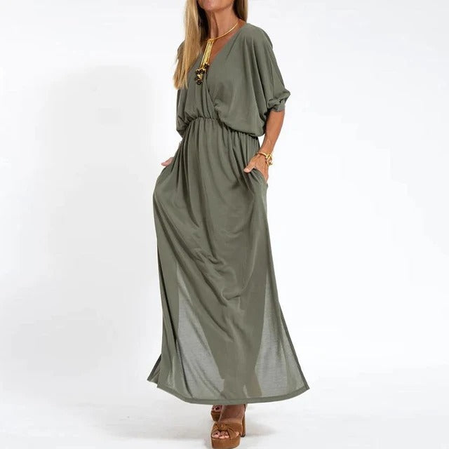 Ina | Elegant Drape Maxi Dress