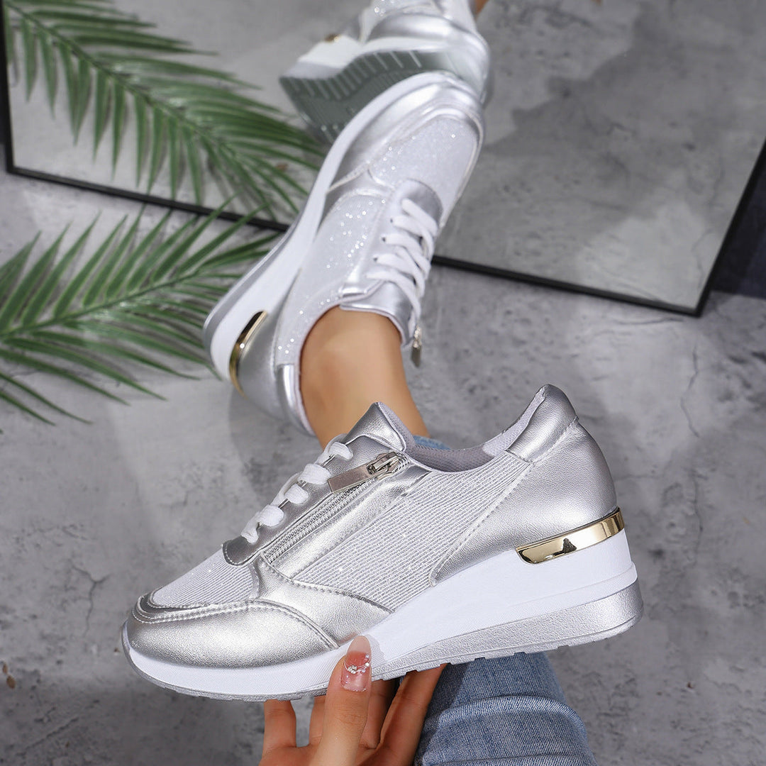 Mila | Metallic Wedge Sneakers