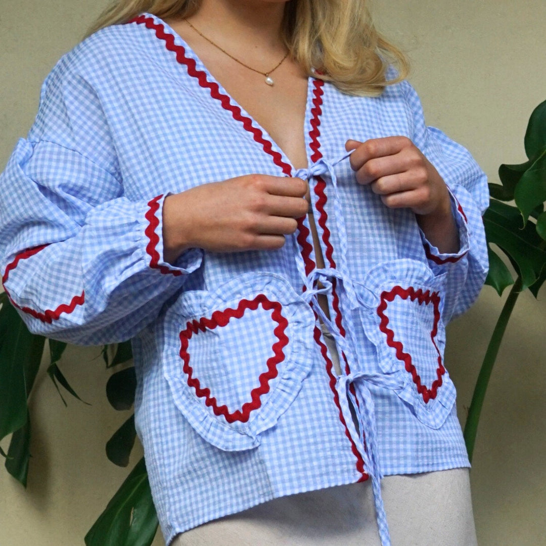 Molly | Gingham Heart Cardigan