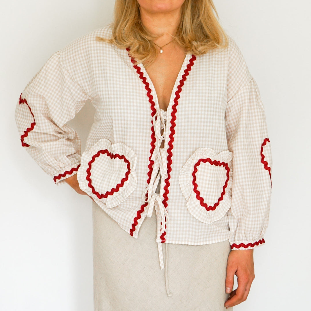 Molly | Gingham Heart Cardigan