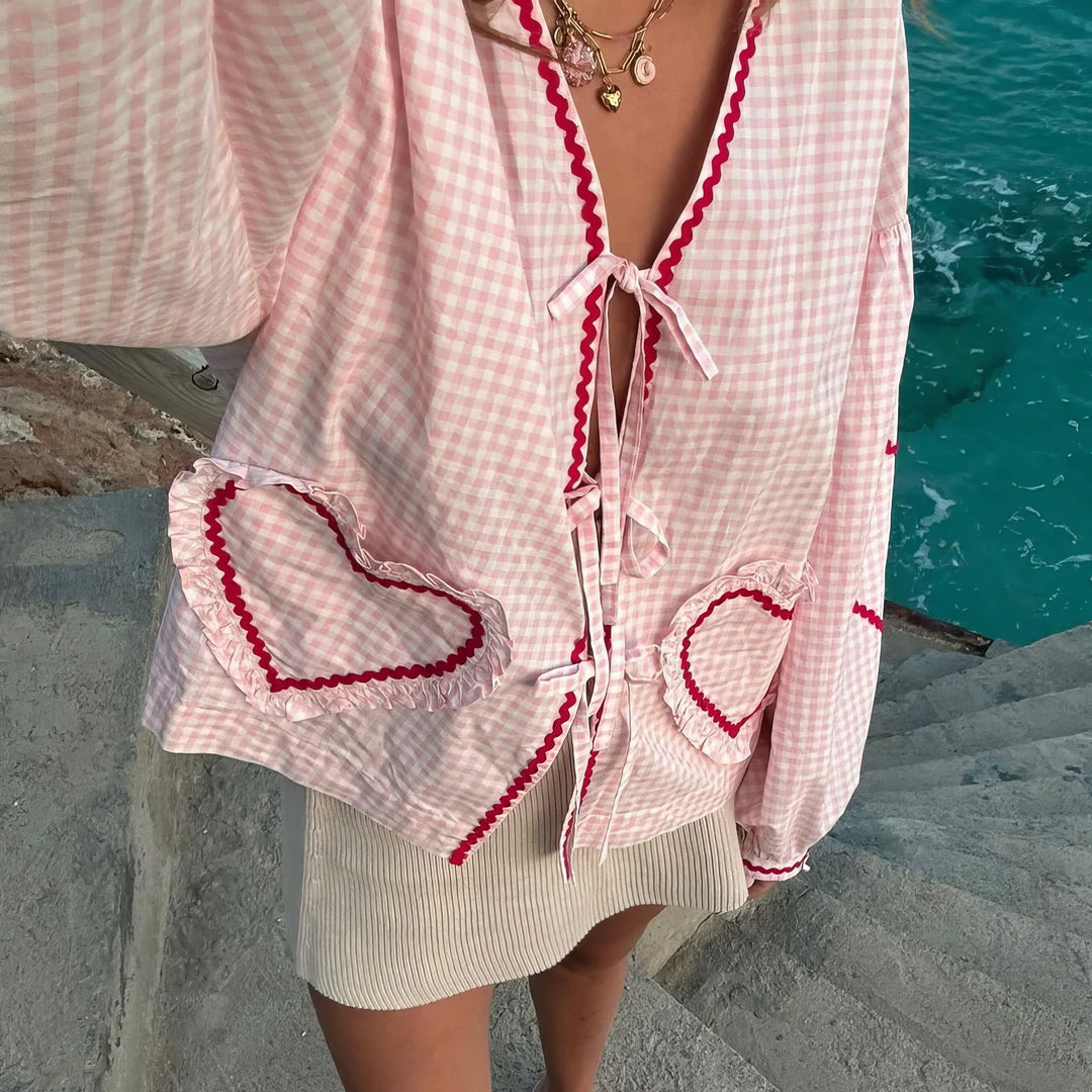 Molly | Gingham Heart Cardigan