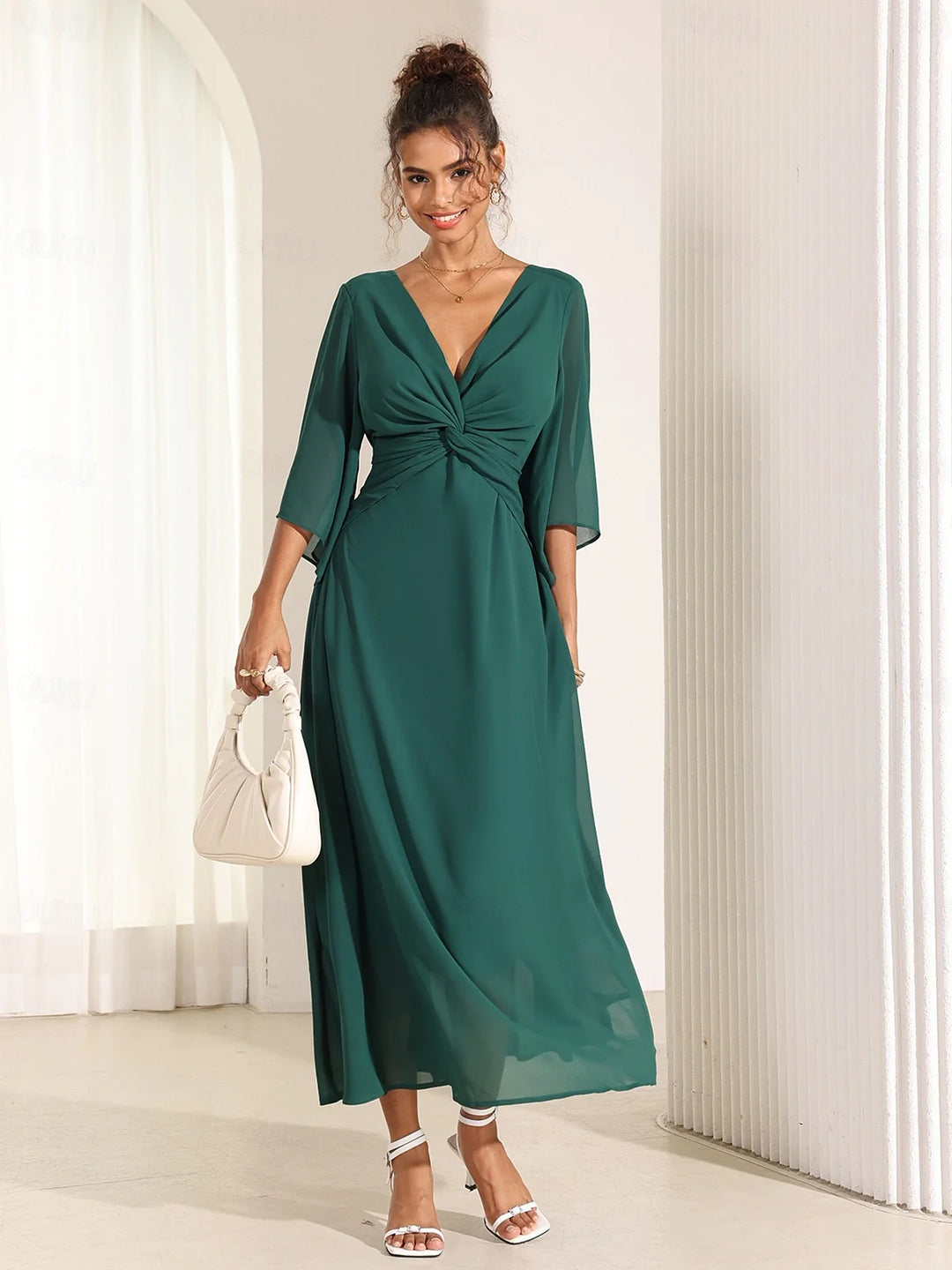 Elysiane™ | Elegant Chiffon Ruffle Maxi Dress