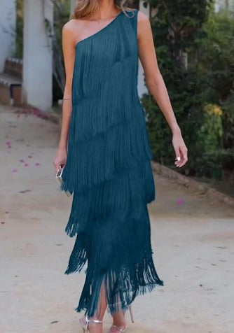 Loreena | One-Shoulder Fringe Dress