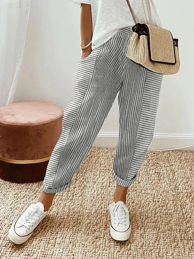 Jennie | Linen Striped Pants