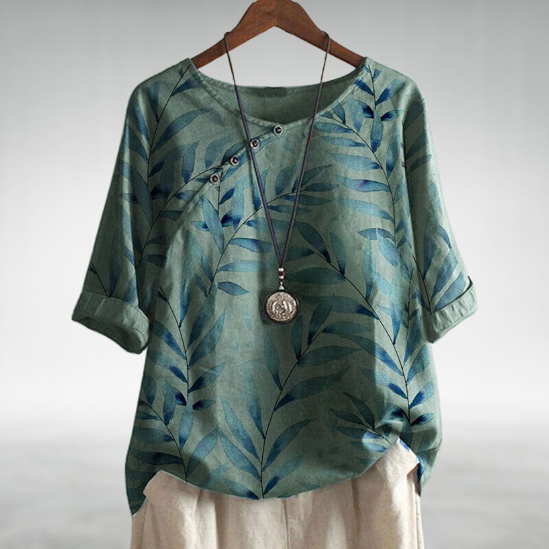 Leighton | Tropical Leaf Print Blouse