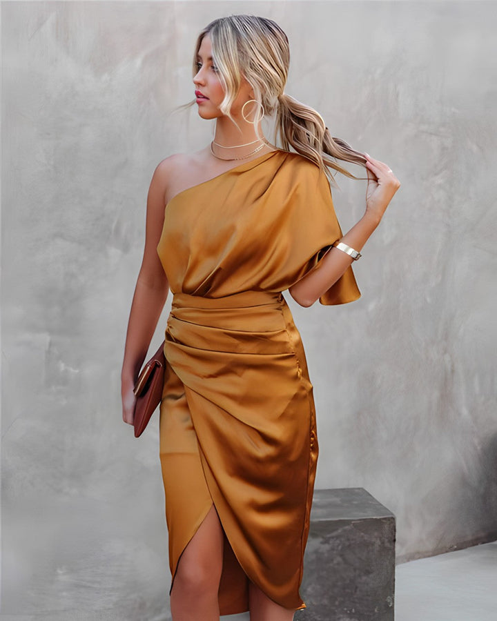 Cassiane | One-Shoulder Satin Dress