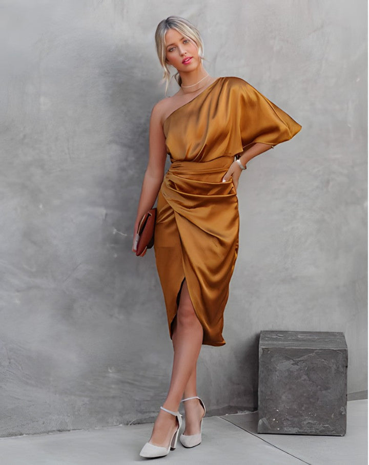 Cassiane | One-Shoulder Satin Dress