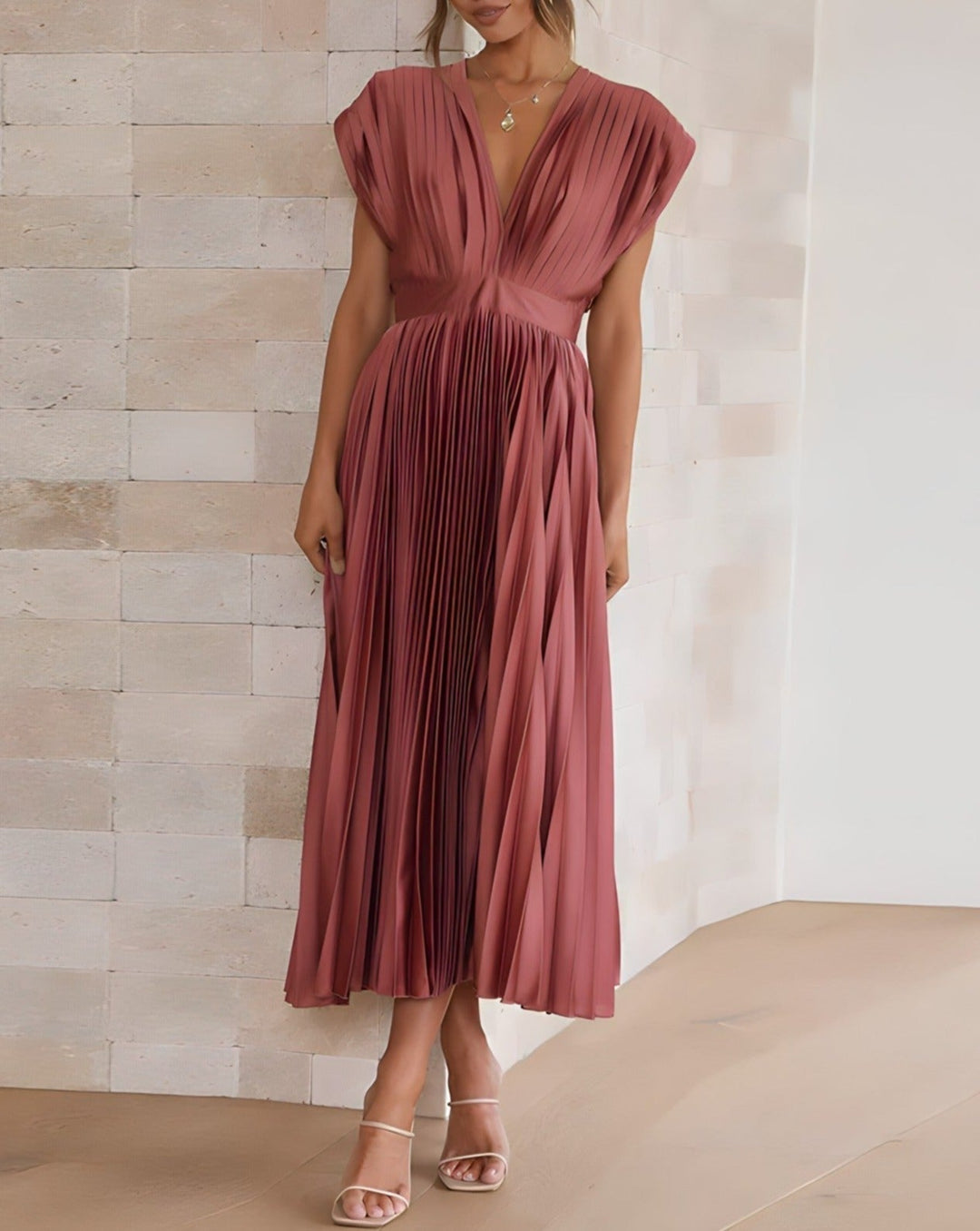 Anthea | Pleated Midi Dress