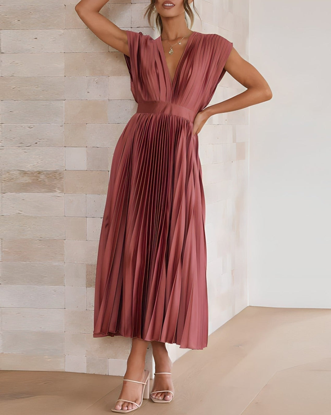 Anthea | Pleated Midi Dress