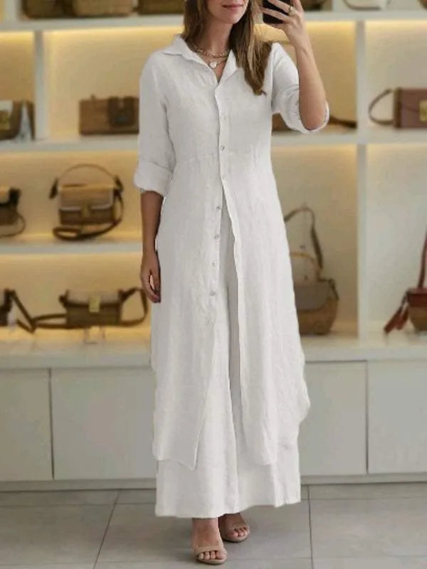 Althea | Linen Maxi Shirt Dress