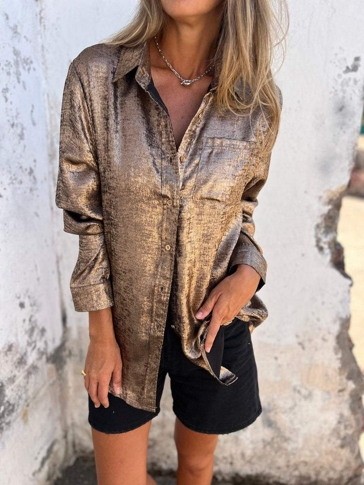 Joelle | Velvet Button-Up Shirt