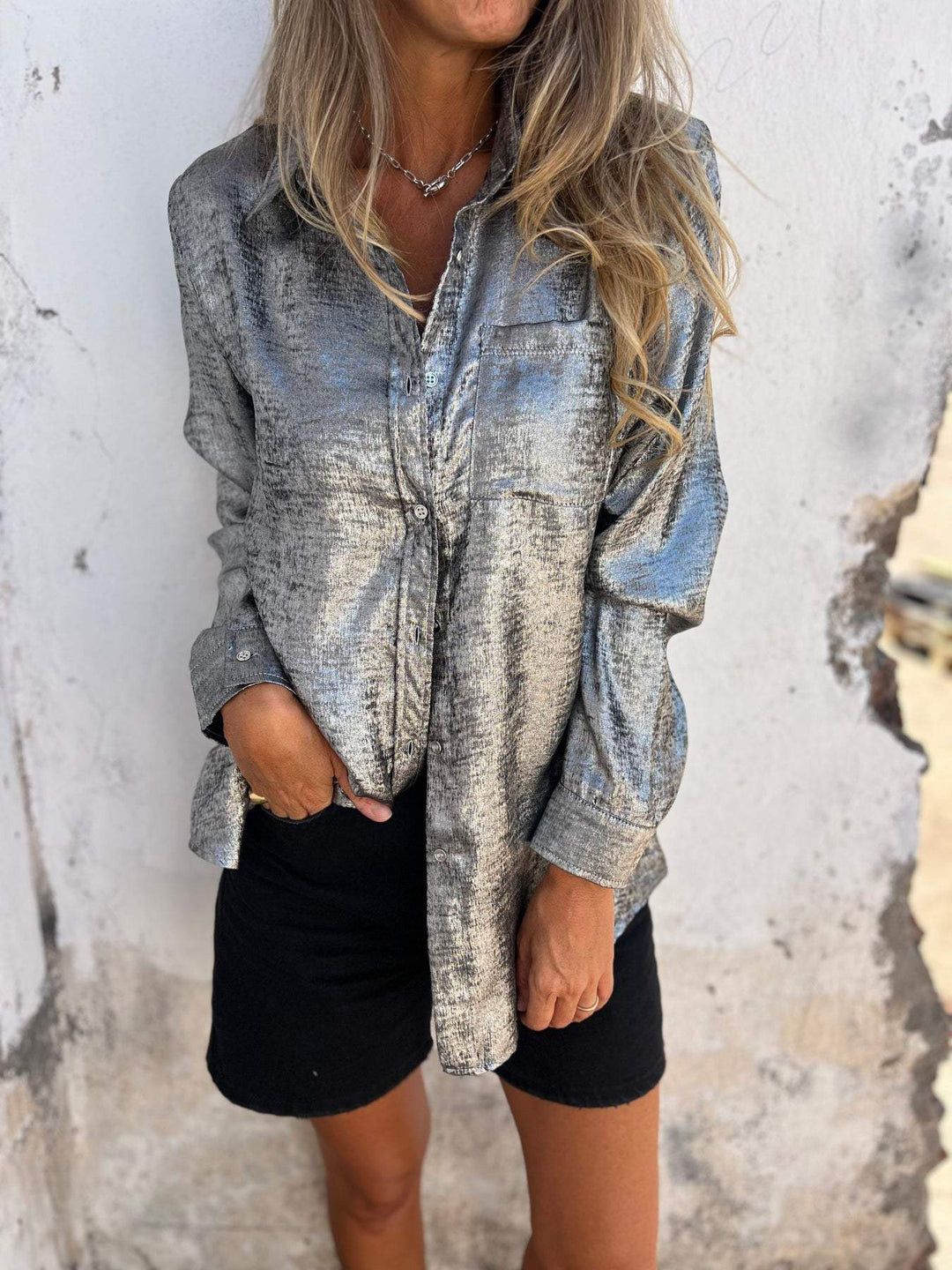 Joelle | Velvet Button-Up Shirt