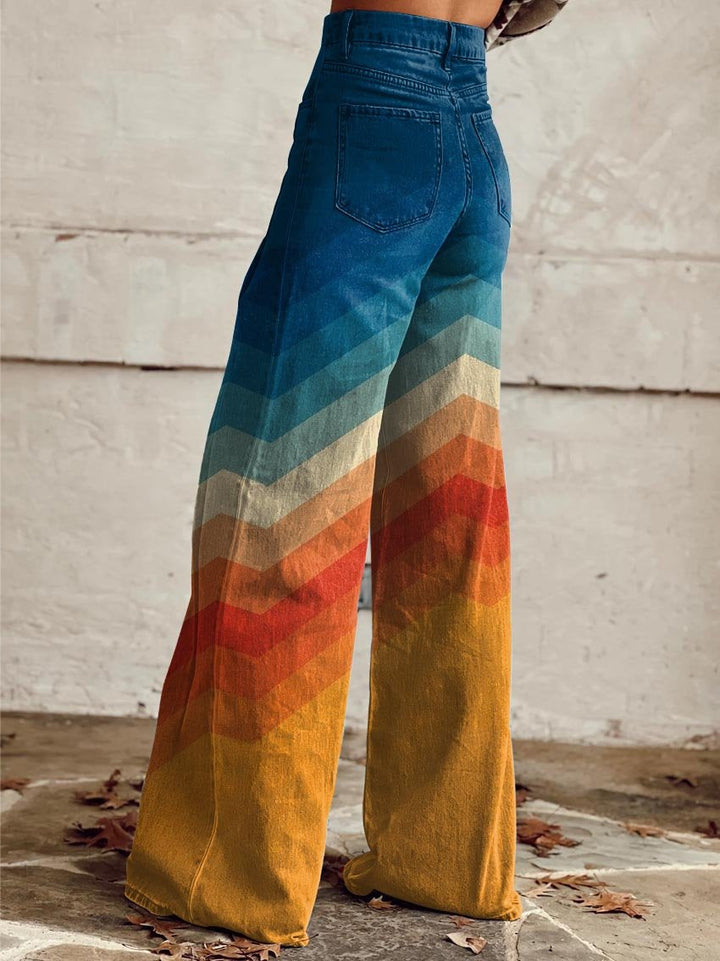 Solstice | Retro Chevron Wide-Leg Jeans