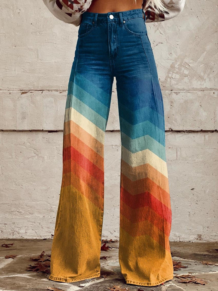 Solstice | Retro Chevron Wide-Leg Jeans