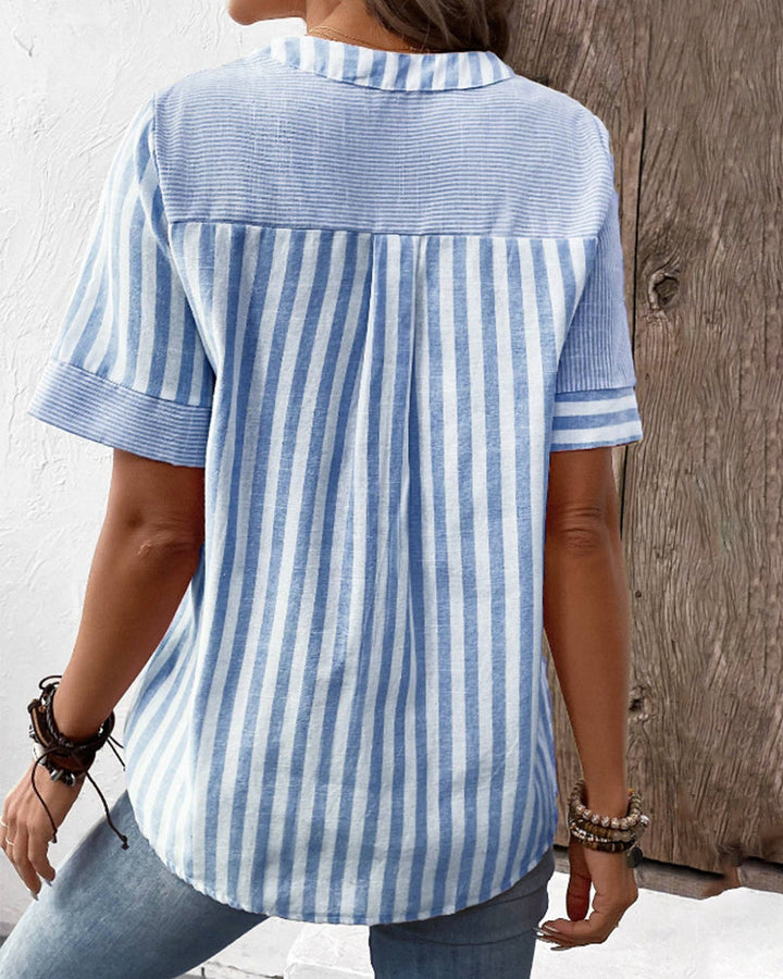 Dina | Striped Linen Blouse