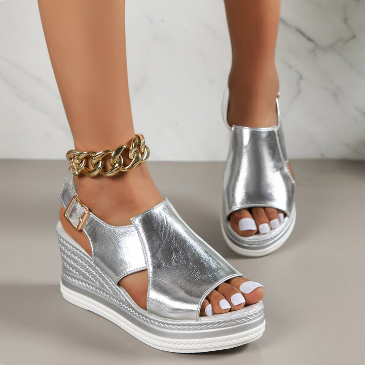 Luna | Metallic Wedge Sandals