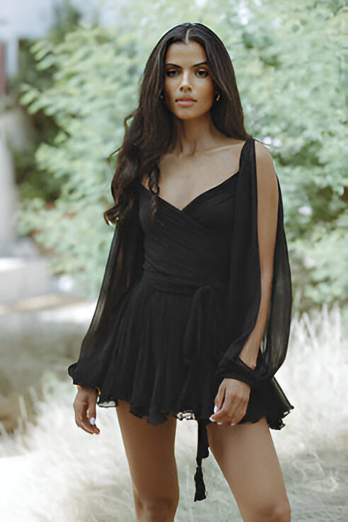 Annie | Sheer Sleeve Mini Dress