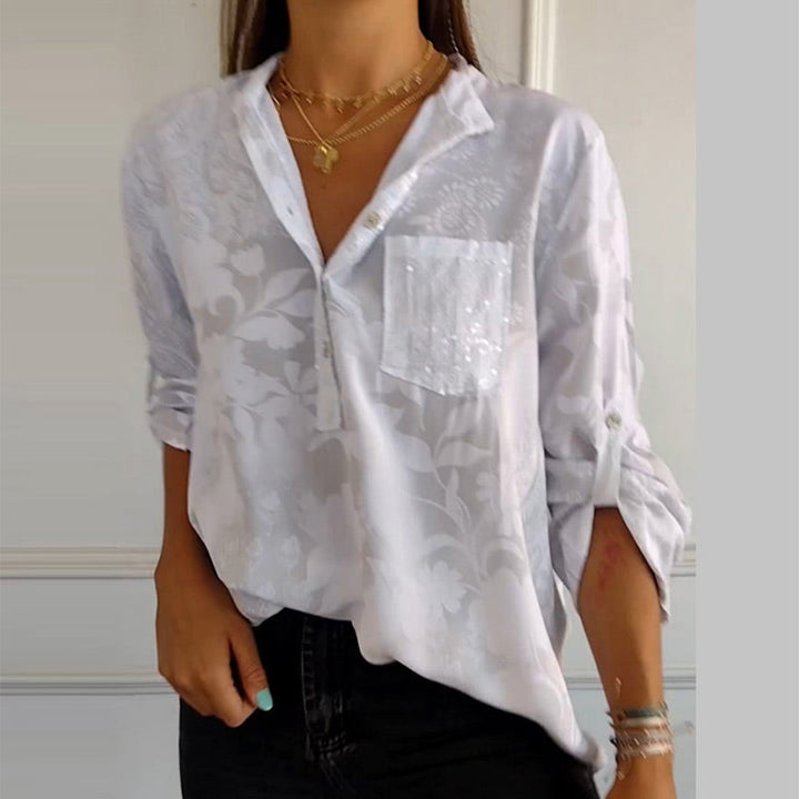 Ainsley | Jacquard Button-Up Blouse