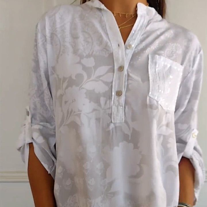 Ainsley | Jacquard Button-Up Blouse