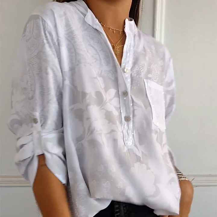 Ainsley | Jacquard Button-Up Blouse