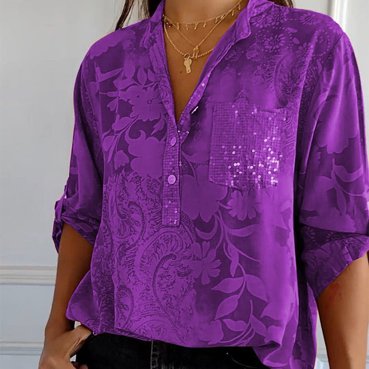 Ainsley | Jacquard Button-Up Blouse