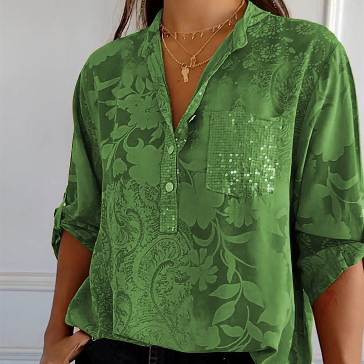 Ainsley | Jacquard Button-Up Blouse