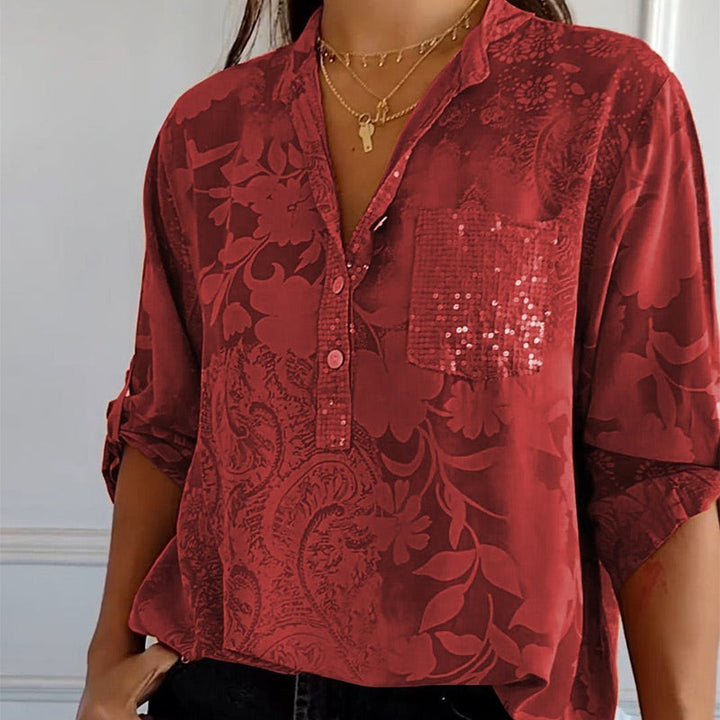 Ainsley | Jacquard Button-Up Blouse