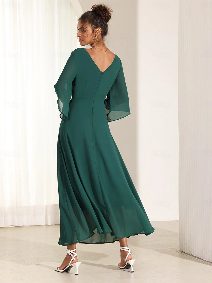 Elysiane™ | Elegant Chiffon Ruffle Maxi Dress